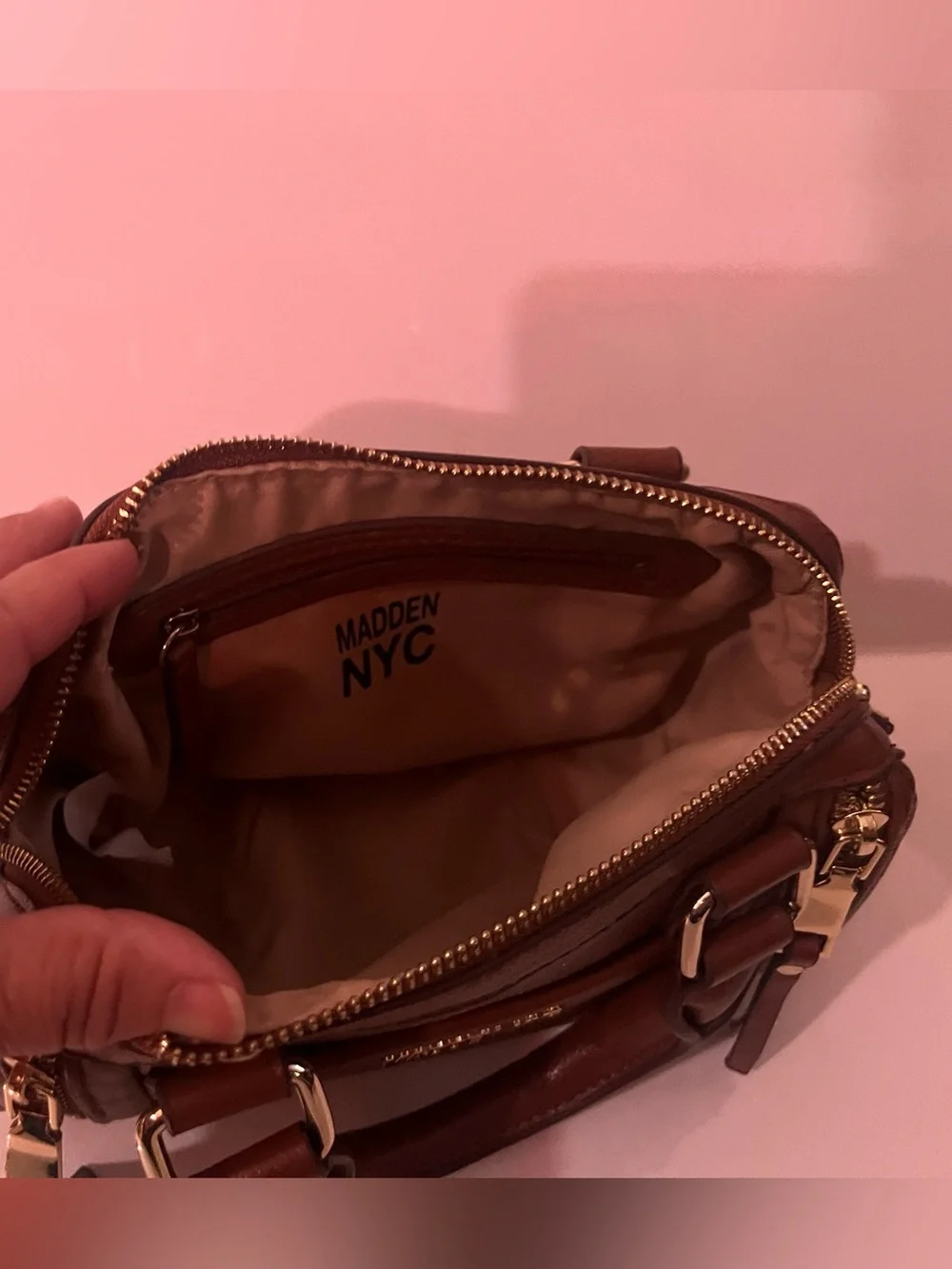 Madden NYC Women's Brown Structured Satchel Bag